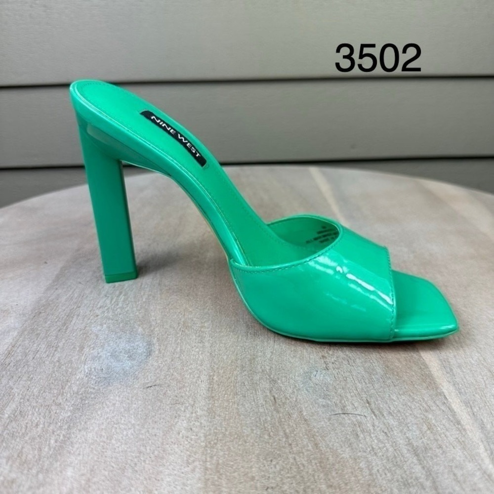 Nine West Have It 3 Womens Stiletto Heels Size 6 Mint Green Slide Mule Square